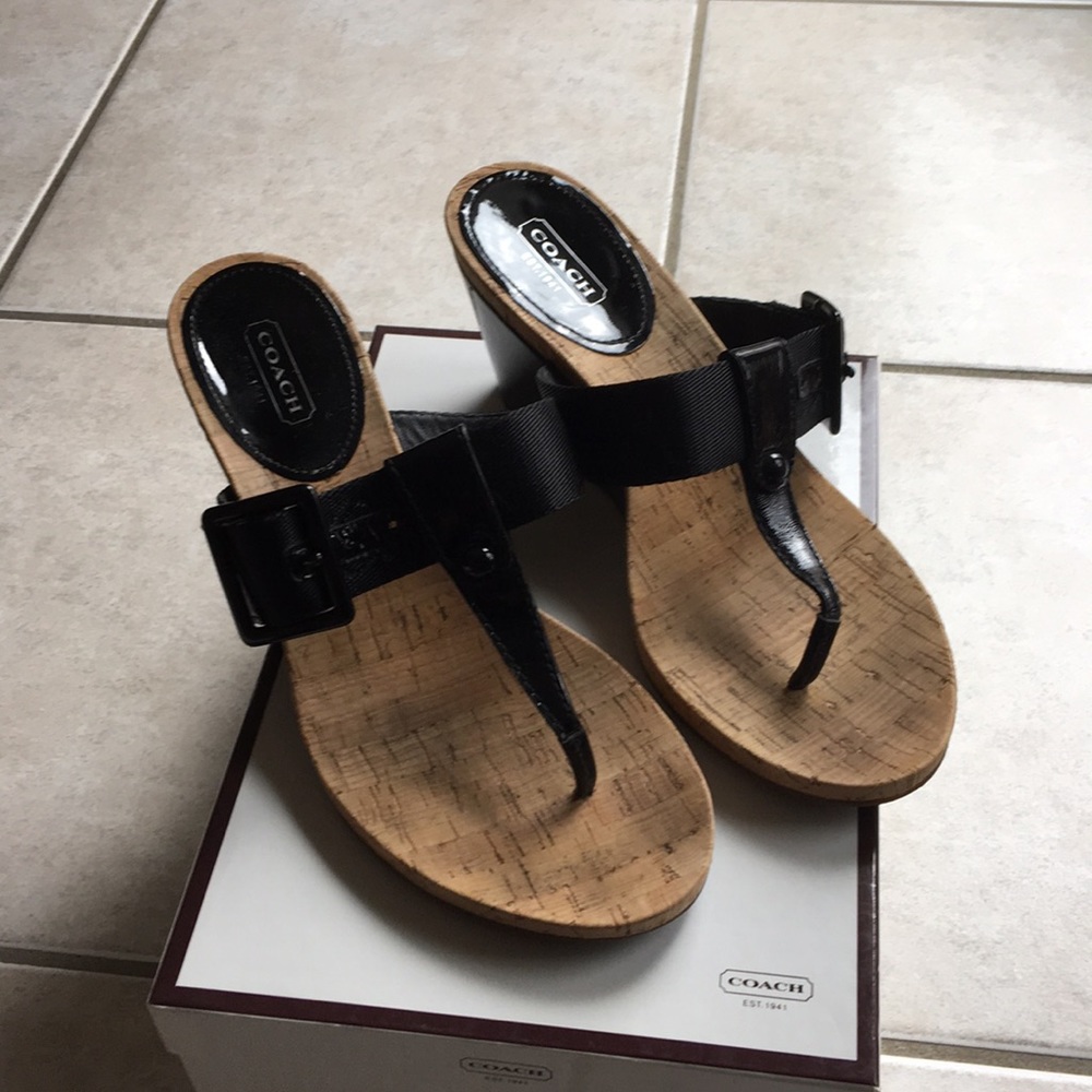 Coach black wedge sandal